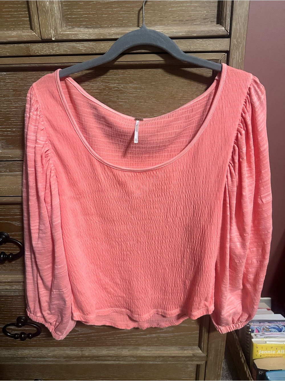 Free People Women's Scoop Neck Long Sleeve Top - Coral Pink